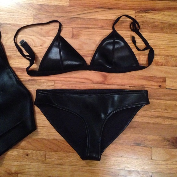 Triangl black neoprene bikini sold as set ONLY