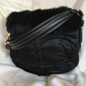 Fur trimmed Coach Purse