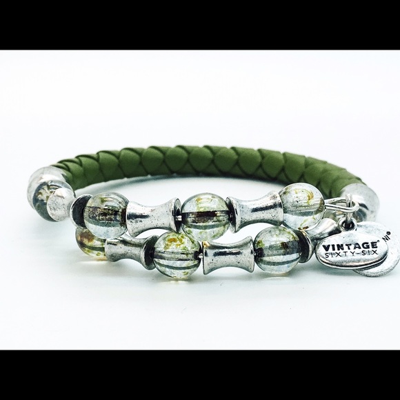 Alex and Ani Braided Leather Wrap - Fern RS - Picture 1 of 2