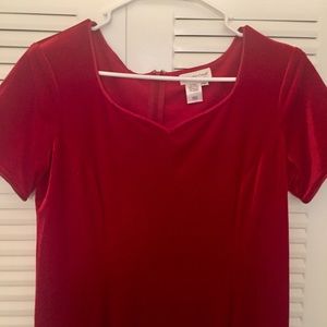 Coldwater Creek Red Velvet short sleeve dress