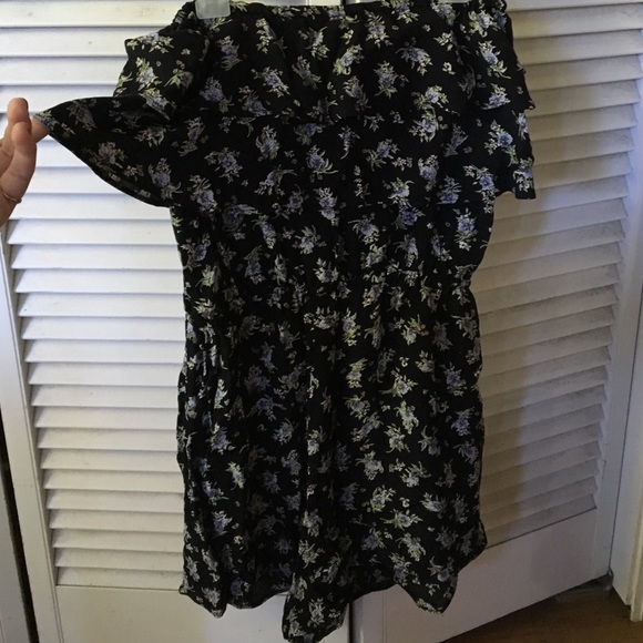 Blue life ruffle romper- strapless small