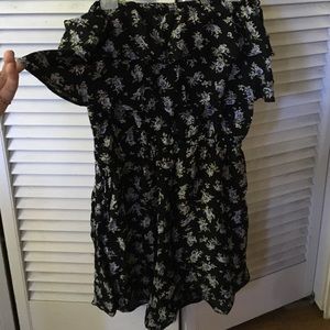 Blue life ruffle romper- strapless small