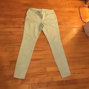 Loft TALL mint green super skinny jeans