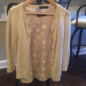 Gold polka dot cardigan set