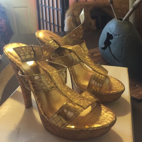 Cute Gold Strap Heels