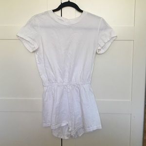 White shirt sleeve romper