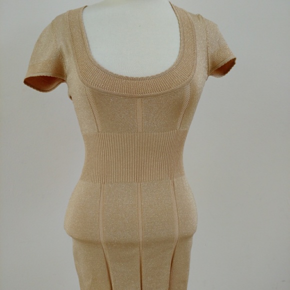 Bebe Small Gold Sweater Dress