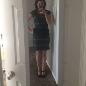 Lace anthropologie dress, emerald green