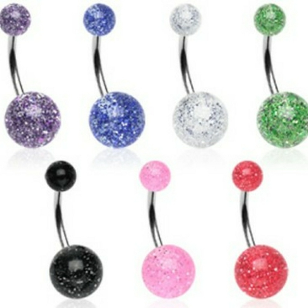 Seven Glitter Belly Button Rings