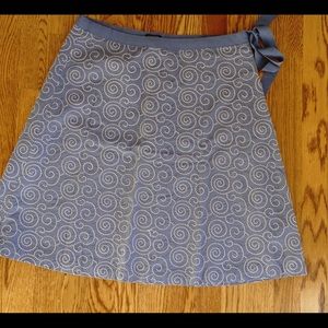 J.Crew Blue Embroidered Skirt with decorative tie