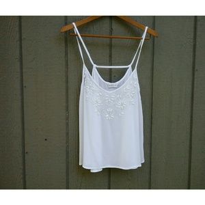 White flowy camisole with embellishment