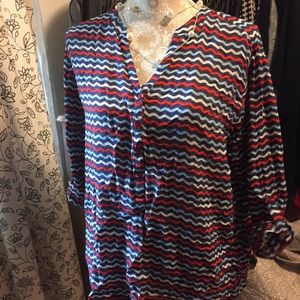 Red white blue comfy button shirt