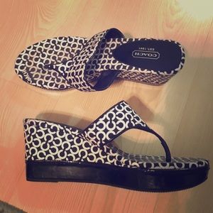 Coach black and white wedges LIKE NEW!