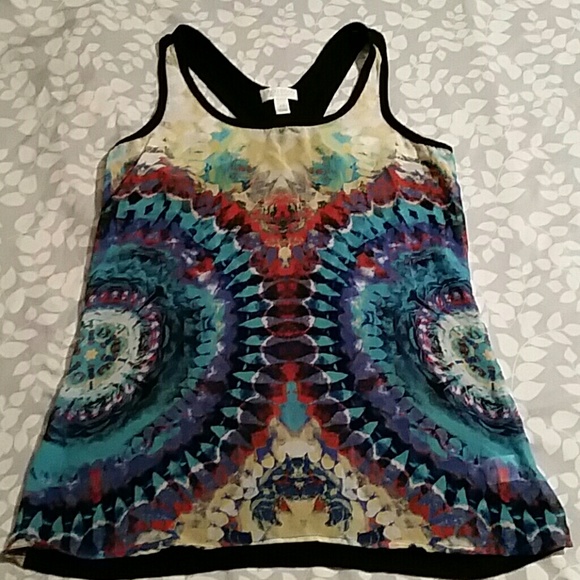 BISOU BISOU Tie die print see through top