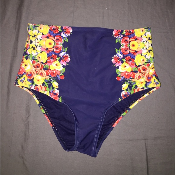 Navy floral high waisted bottom