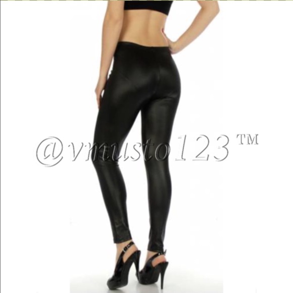 SEXY VEGAN LEATHER LEGGING - BLACK - Picture 2 of 4