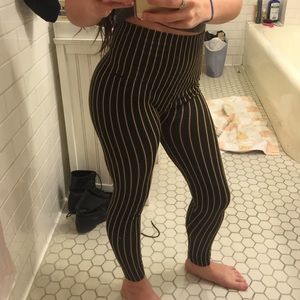 Ultra High Waist Brown Striped Leggings