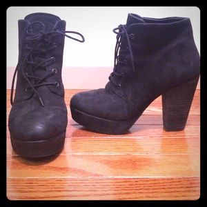 Black Suede platform booties
