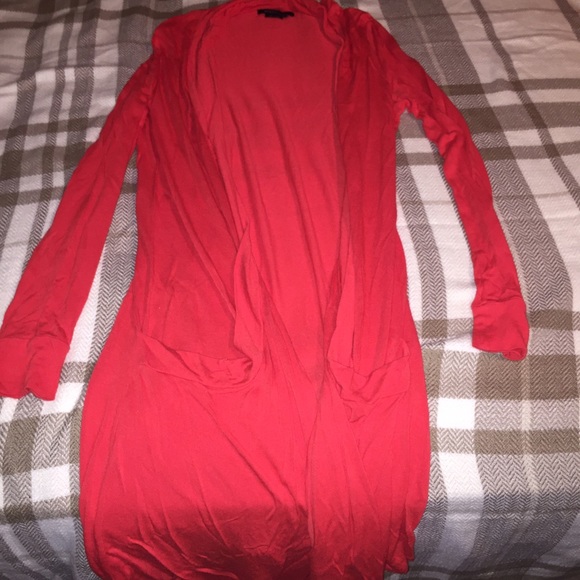 BCBG Red Long Cardigan