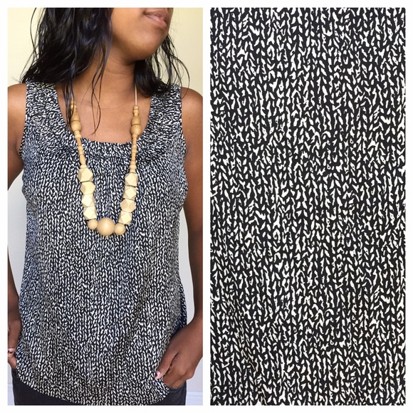 🛍 LOFT Black + White Patterned Blouse