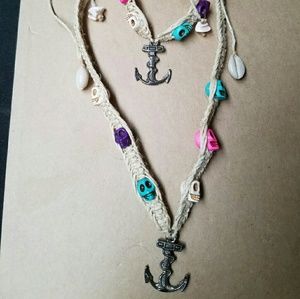 Hemp anchor necklace and bracelet