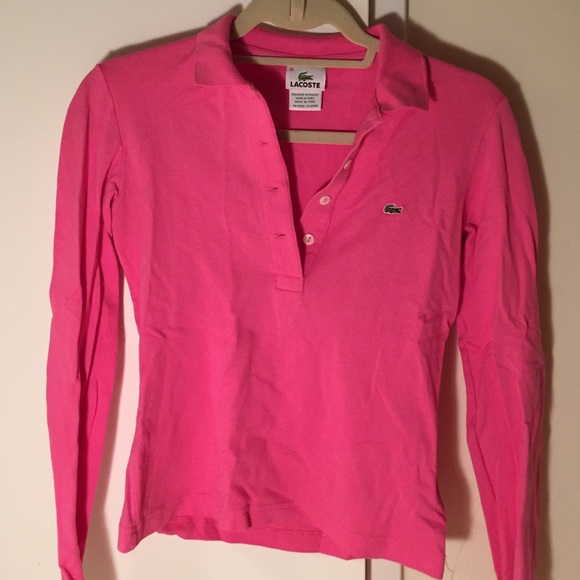 Pink Lacoste Long Sleeve Polo
