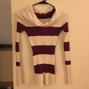 Beige and maroon sweater