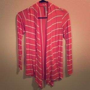 Pink and white striped cardigan