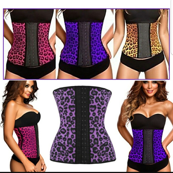 Animal print steel boning latex waist trainer - Picture 2 of 6