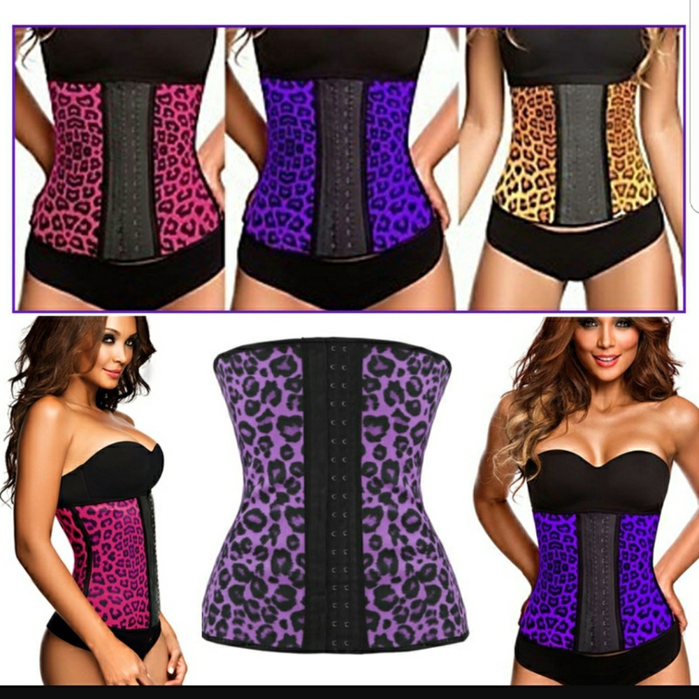 Q nimal print  9 steel boned latex waist trainer - Picture 5 of 6