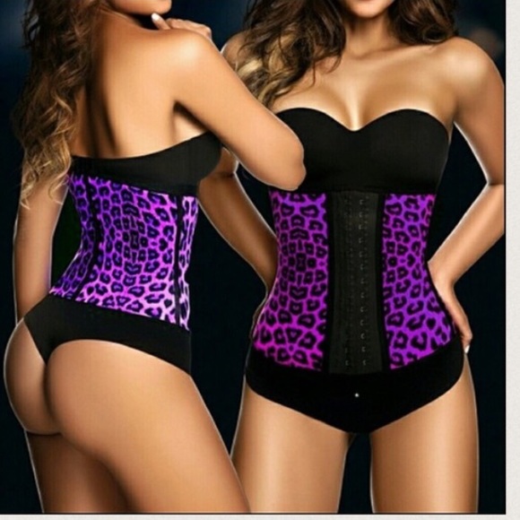 Q nimal print  9 steel boned latex waist trainer - Picture 2 of 6