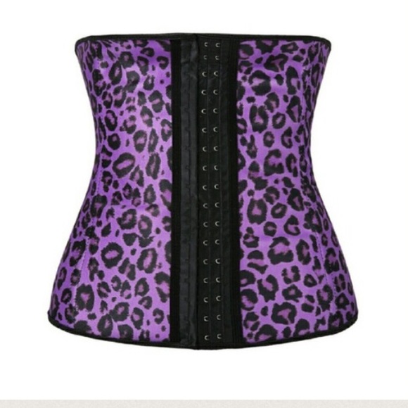 Q nimal print  9 steel boned latex waist trainer - Picture 3 of 6