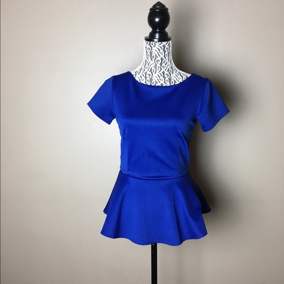 Bisou Bisou Electric Blue Peplum Top