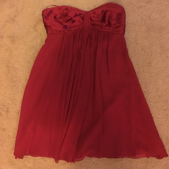 Red strapless dress