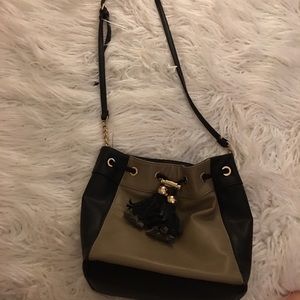 Black and olive bucket bag