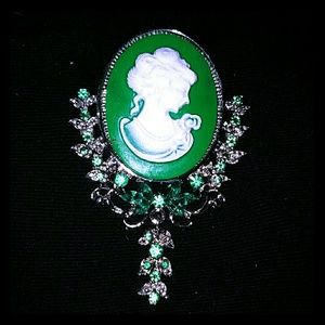 Emerald Cameo Brooch