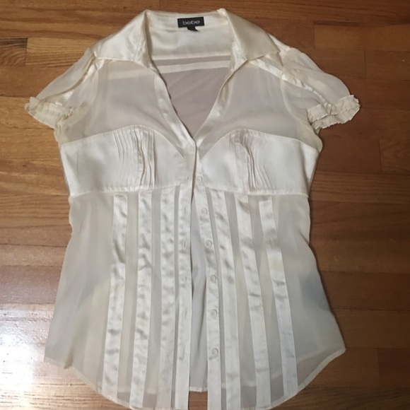 Cream silky and shear Bebe blouse