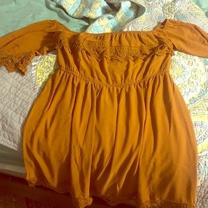 Mustard off shoulder dress