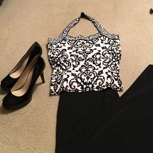 Halter neck printed sweater