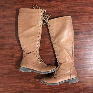 ShoeDazzle Thigh High brown boots size 8 1/2