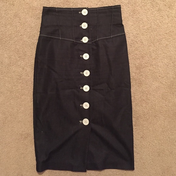 Dark denim pencil skirt