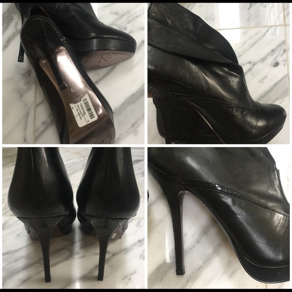 CHARLES DAVID LEATHER& SNAKE EMBOSSED BOOTIES - Picture 3 of 6