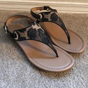 Franco Sarto Leopard Thong Sandals - 7.5