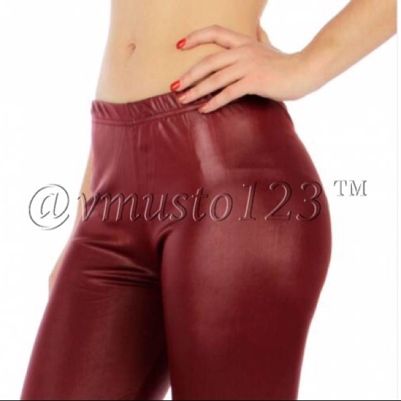 PLUS SEXY VEGAN LEATHER LEGGING -BRICK RED - Picture 3 of 3