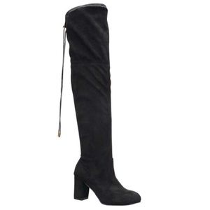 Black knee high suede boots