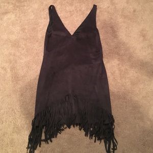 Zara Black Suede Fringe Dress