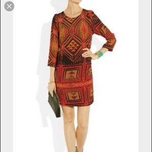 Sandro Red Printed Crepe Dress - Size 1