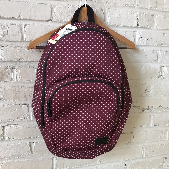 vans bags nwt polka dot backpack maroon red white cute poshmark