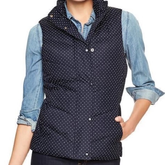 GAP | Navy blue Puff Vest with white polka dots