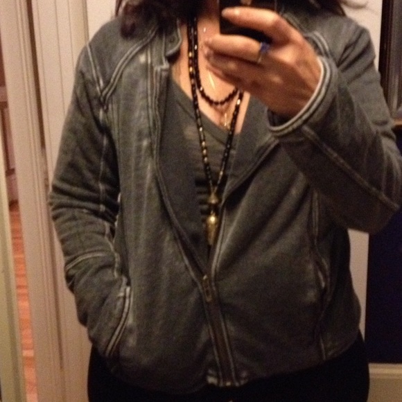 DKNY Moto jacket gray acidwash charcoal/supersoft